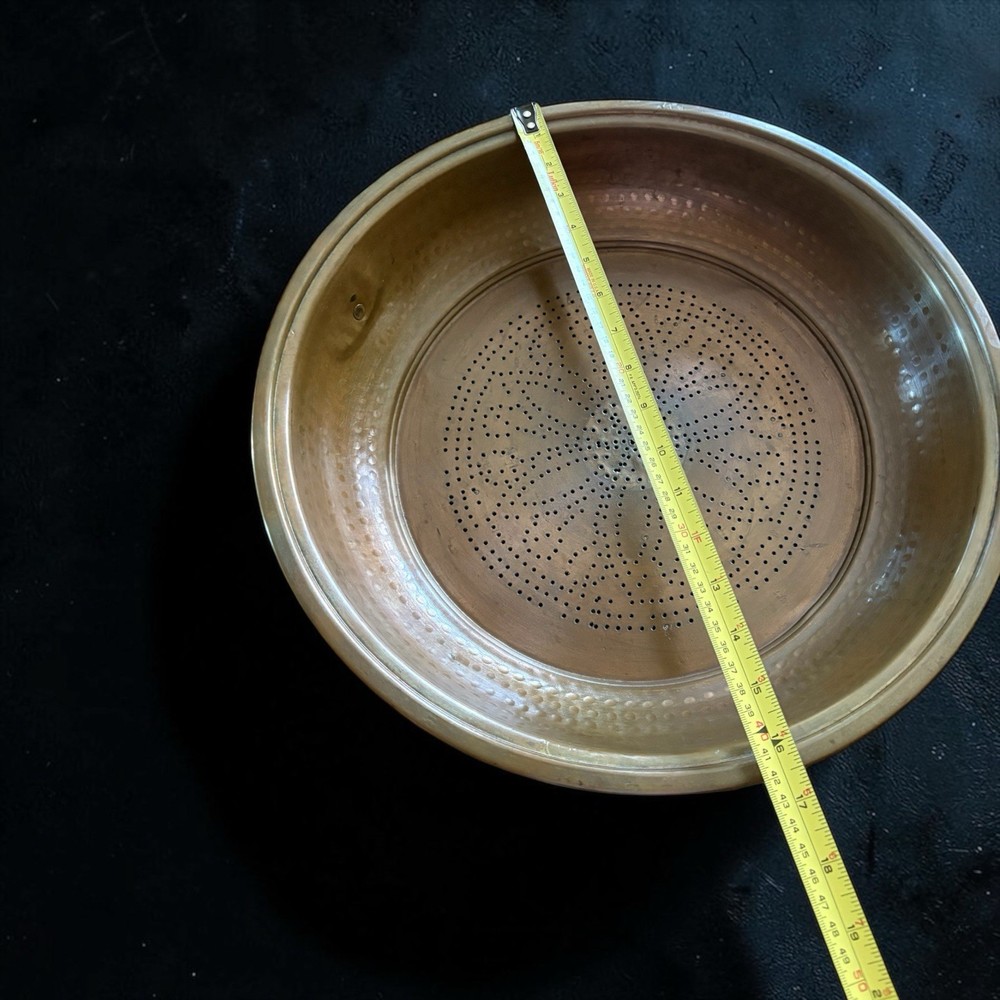 Antique Vintage Copper Colander Strainer 16”