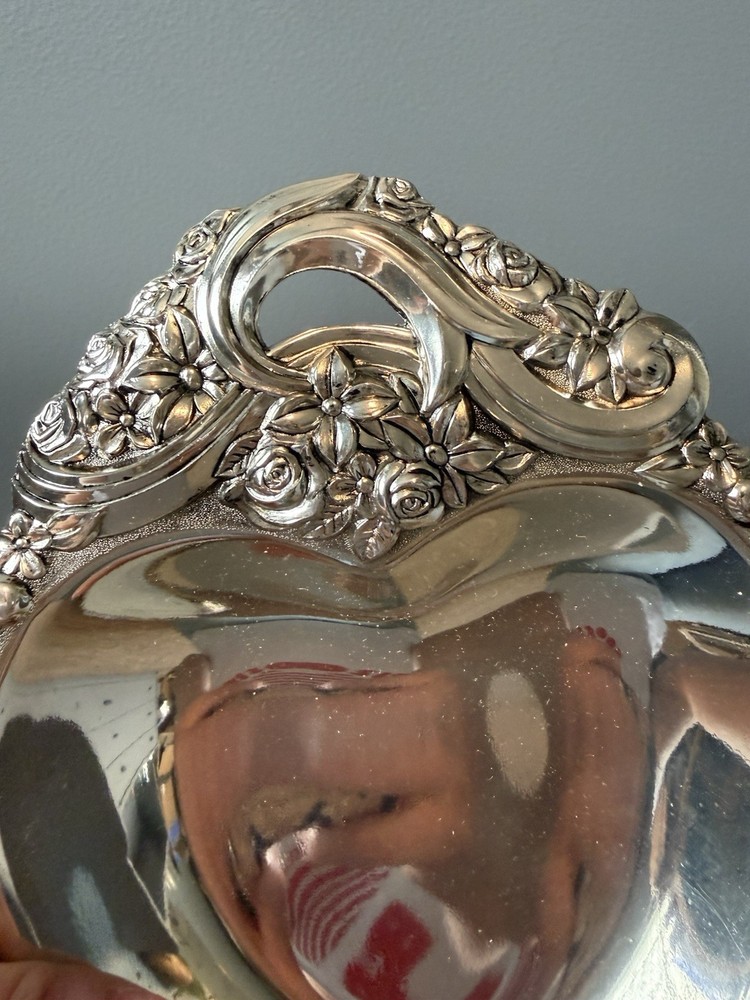Vintage Fleur Bon Bon Server Heart Dish Silverplate Japan With Original Box