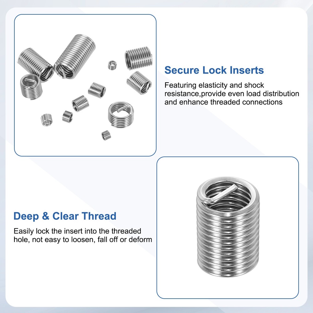20pcs Wire Thread Inserts M6x1 Metric 2.5D 15mm Helical Threaded Sleeve