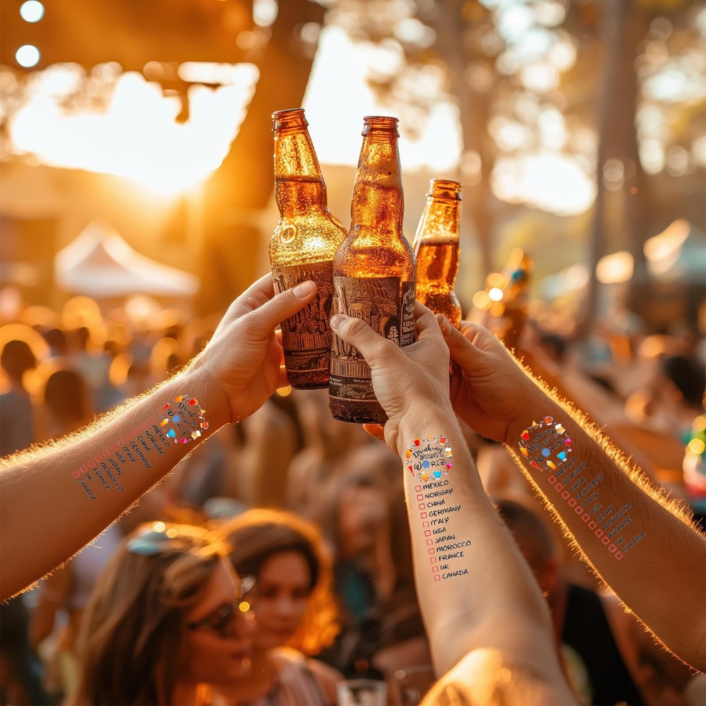 ESLINOP Drink Around The World Epcot Tattoo, Drinking Medium, multicolor