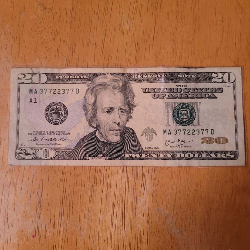2013 $20 Twenty DOLLAR Bill Note Ink Error Bleed Thru Serial Numbers💥Fancy S-N