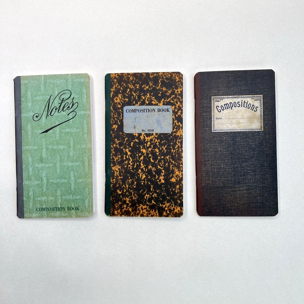 3 Vintage Style Pocket Notebooks Lined Plain Graph Pages