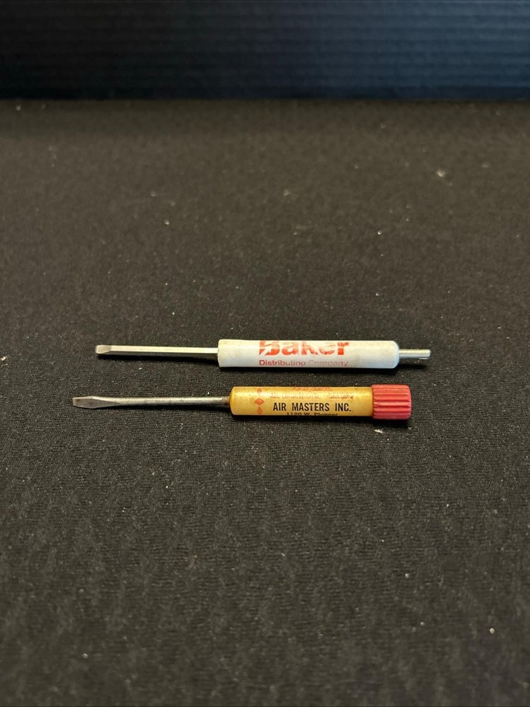 2 Mini Vintage Advertising Flat Head Screwdrivers