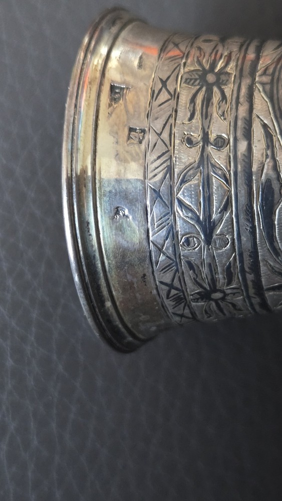 Large Russian Silver Niello Flute Cup