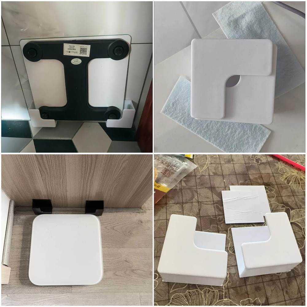 2 Pair Bathroom Scale Holder Wall Mount Bracket Self Adhesive Smart Scale Sta...