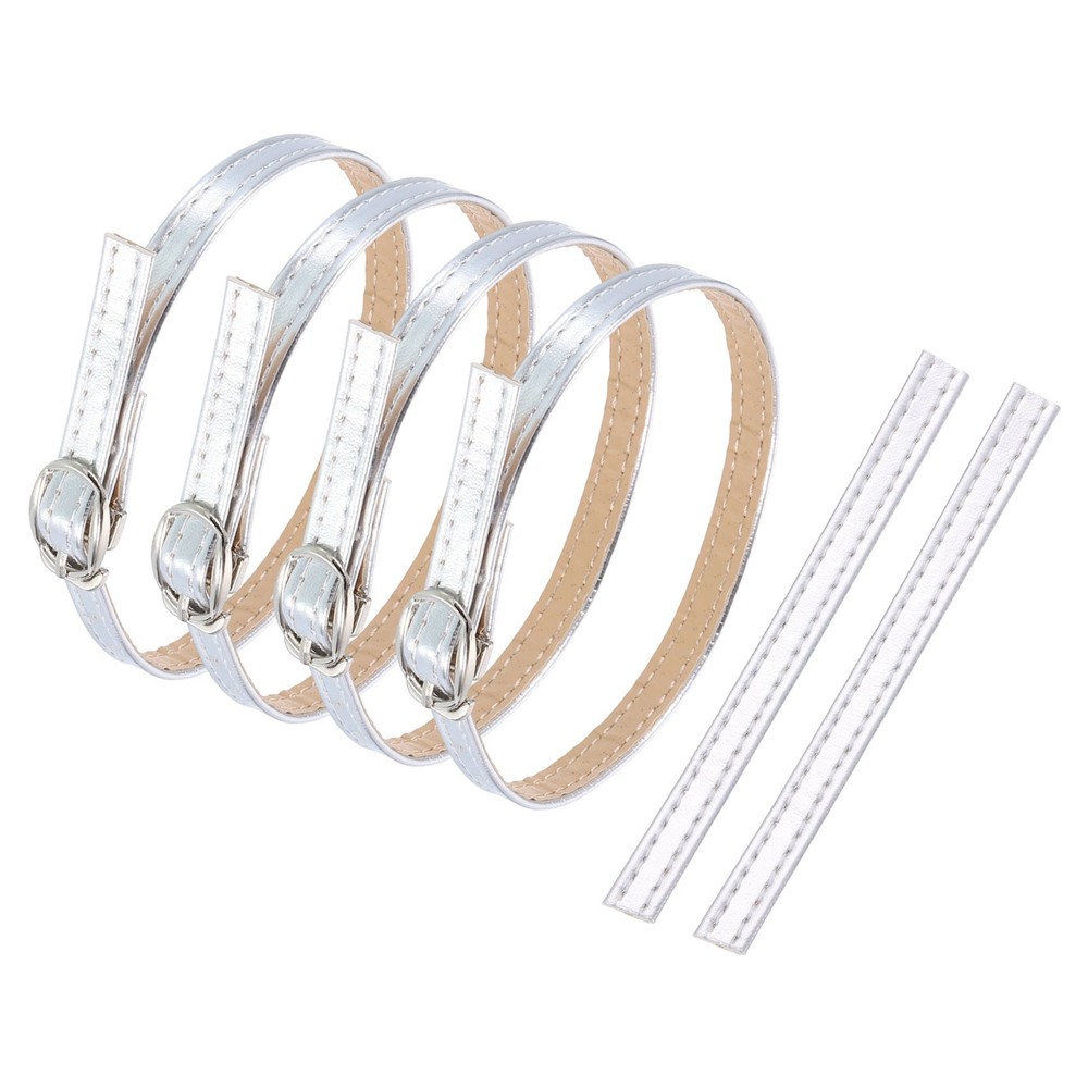 2 Pair Replacement Ankle Strap for Heels Shoe Bands, Bright Silver