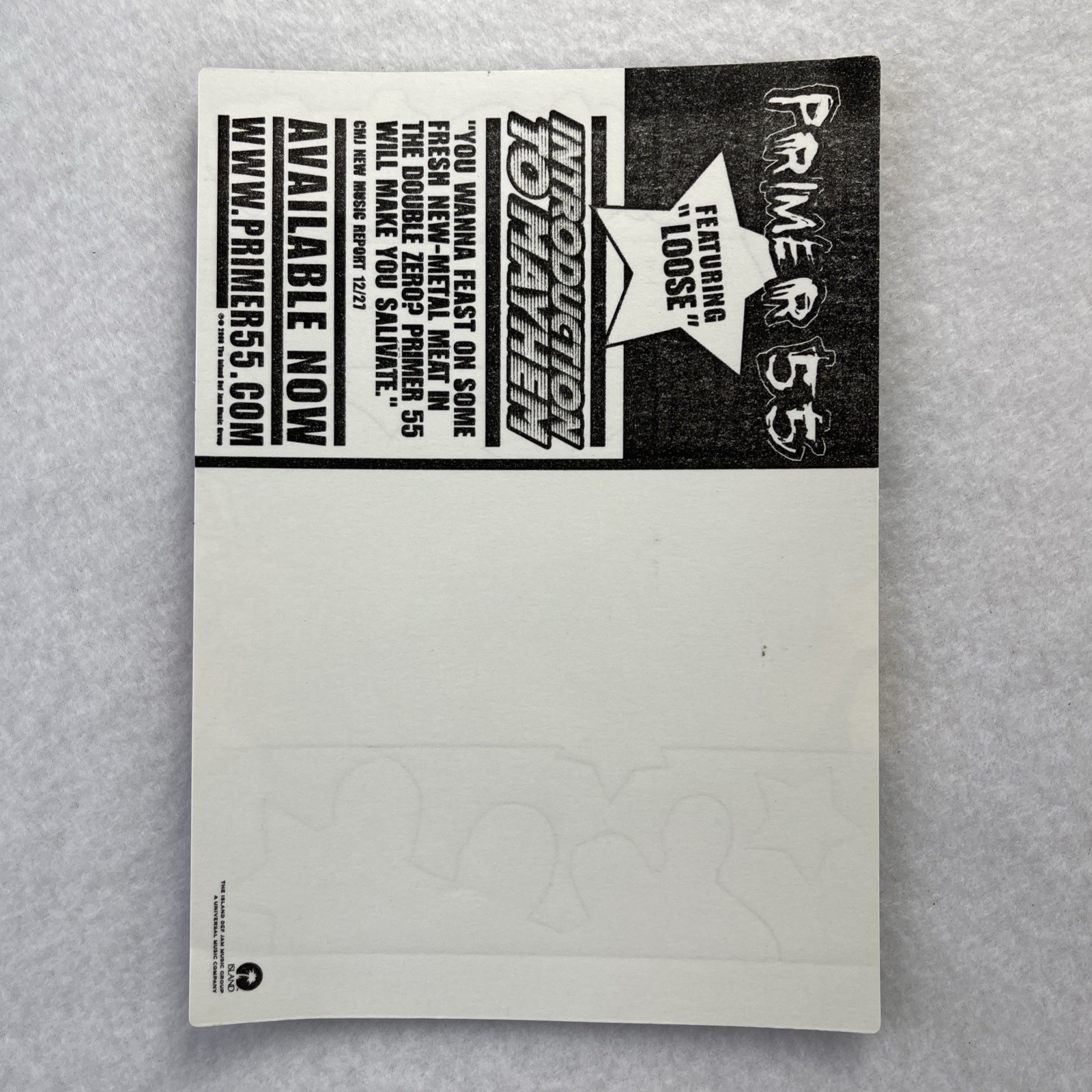 Primer 55 - Introduction to Mayhem RARE promo sticker sheet '00
