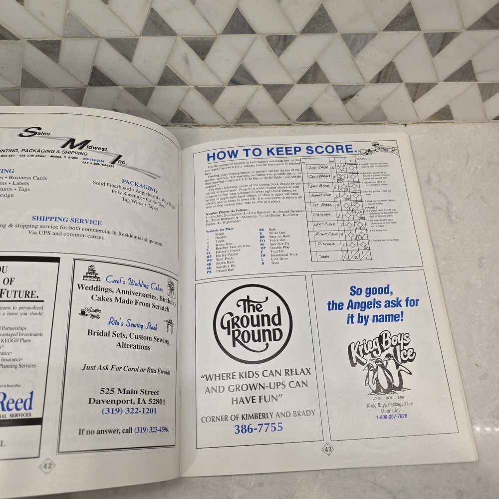 1991 QUAD CITY ANGLES YEARBOOK Minor League Baseball MIDWEST Program
