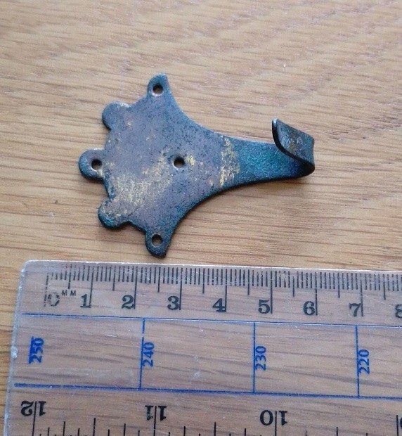 Pair Vintage Solid Brass Picture Key Hooks Reclaimed Salvage