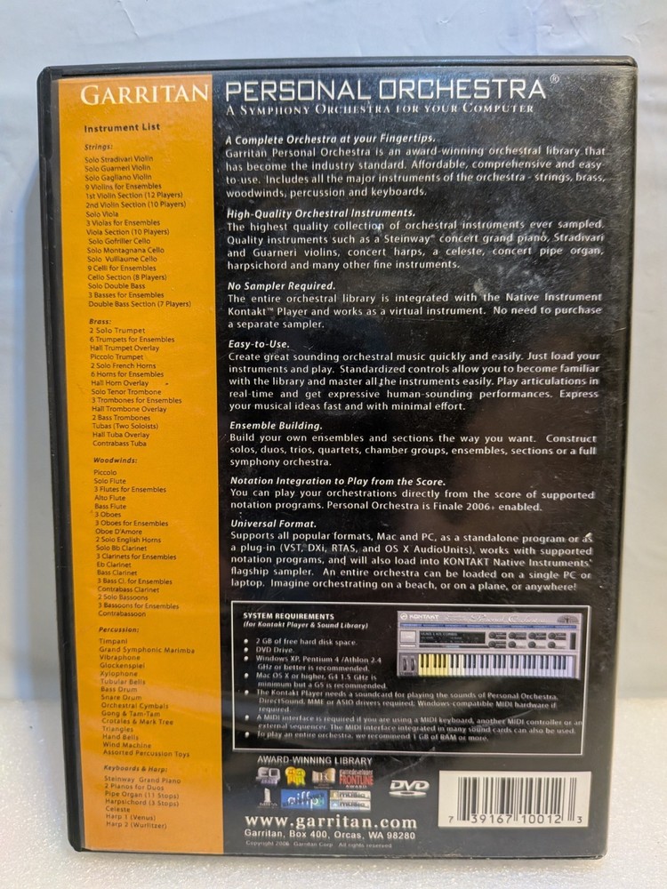 Garritan Personal Orchestra DVD + Original Guide Booklet Second Edition