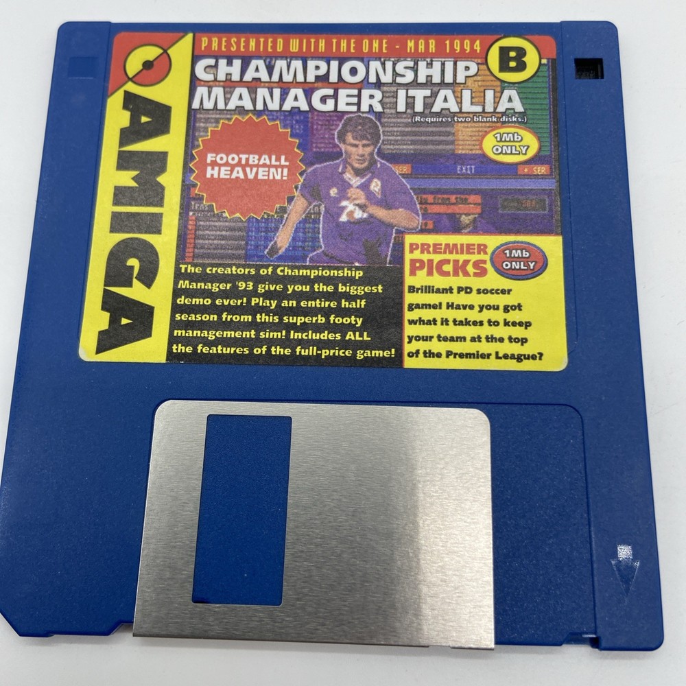 1993 Amiga Championship Manager Italia disk B Floppy Disk VTG PC game untested
