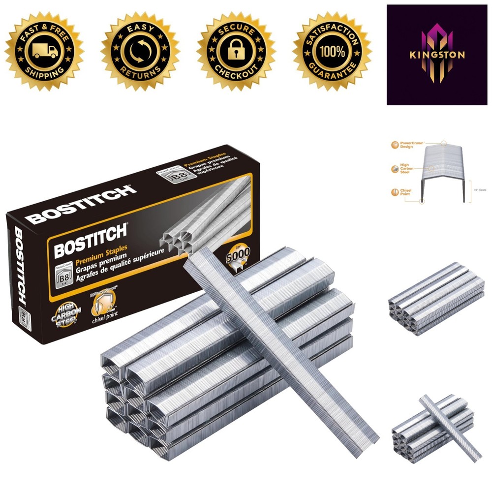 B8 PowerCrown 0.25 Inch Staples - 5,000 Count, Exceptional Quality & Performance