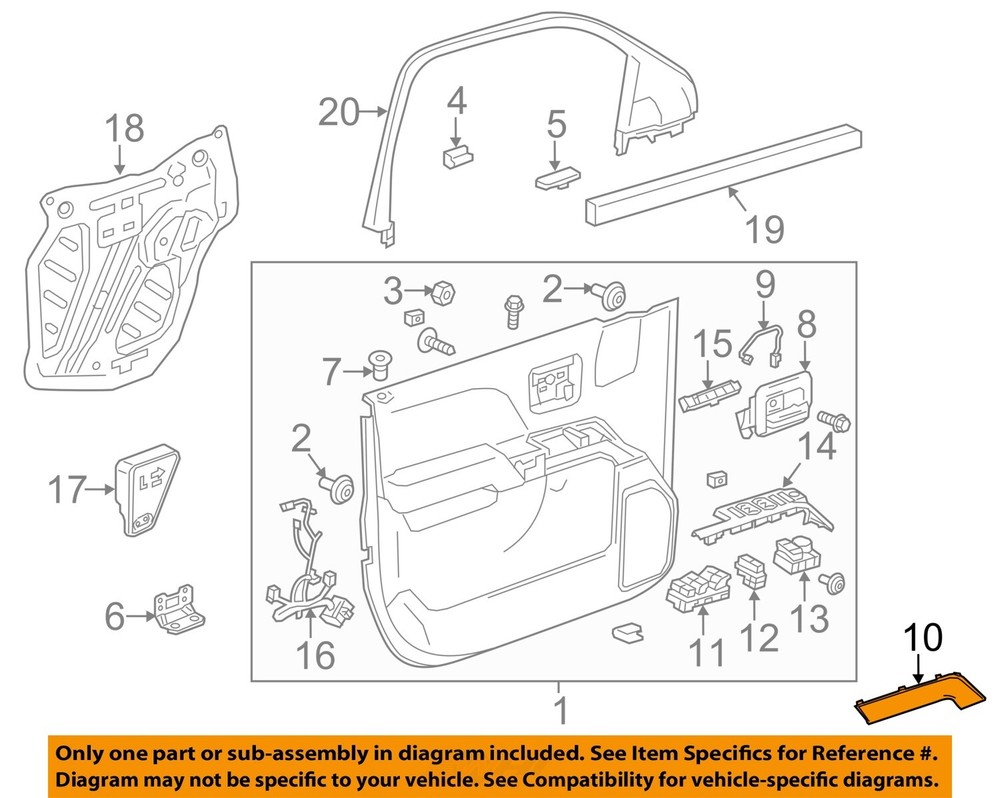 2014-2018 SILVERADO DRIVERS DOOR ARMREST TRIM PANEL MOLDING SYNTHESIS 23291504