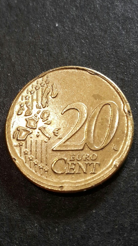 Netherlands 20 Euro Cent 2001 off center error