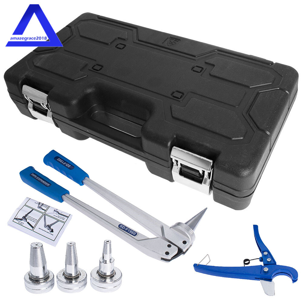 PEX Expansion Tool Kit With 1/2" 3/4" 1" Expansion Heads and Tube Cutting Plier