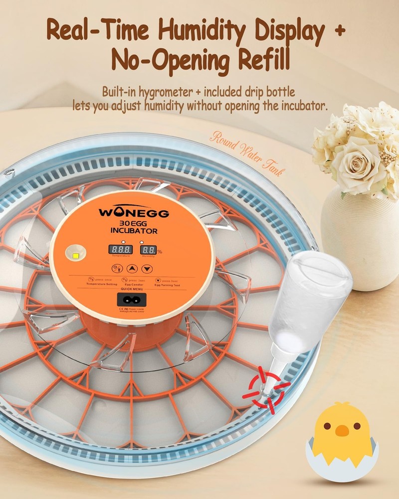 Incubator for Hatching Eggs, 30 Eggs Incubator with Automatic Egg Turning, Te...