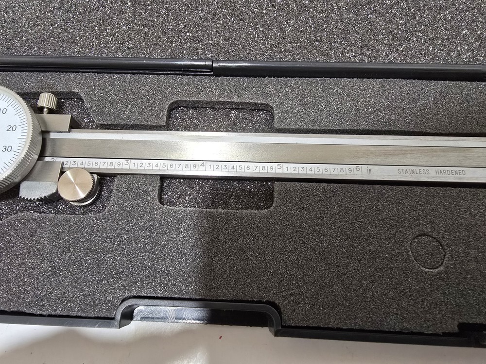 6in" Shockproof Thread Dial Vernier Caliper 0-6" Standard With Plastic Case