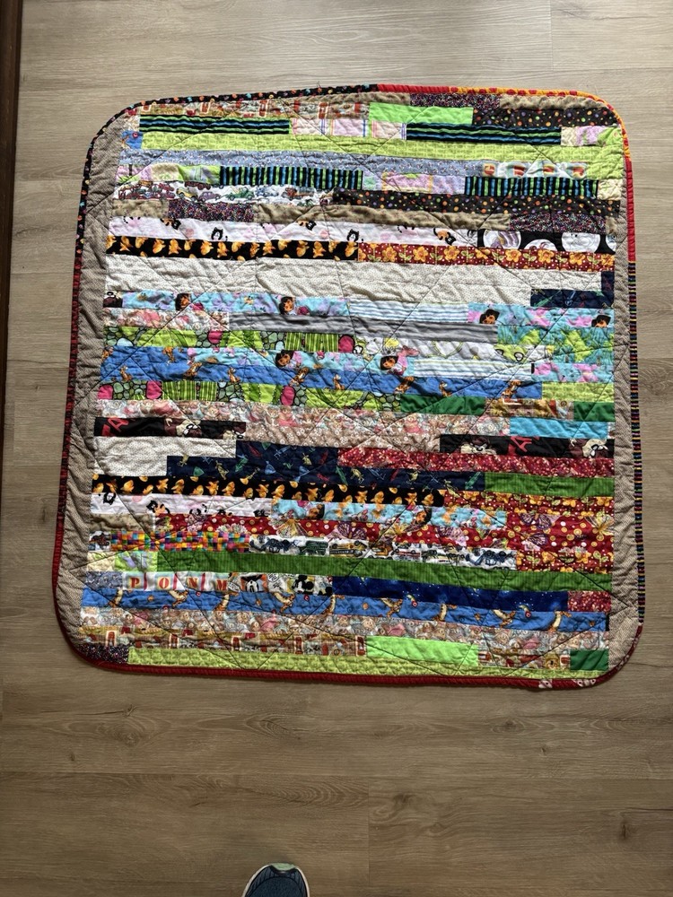 Handmade Child’s Quilt 41” Square Bedspread Throw