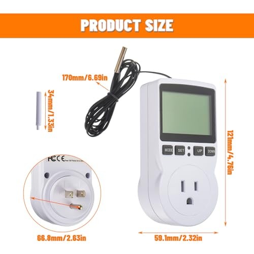 110V Digital Temperature Controller, LCD Screen Heating Cooling Thermostat