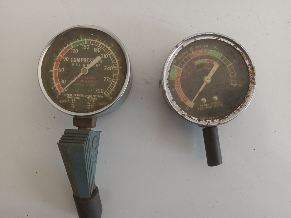 Vintage Diagnostic Tools Compression Tester And Vacuum Gauge