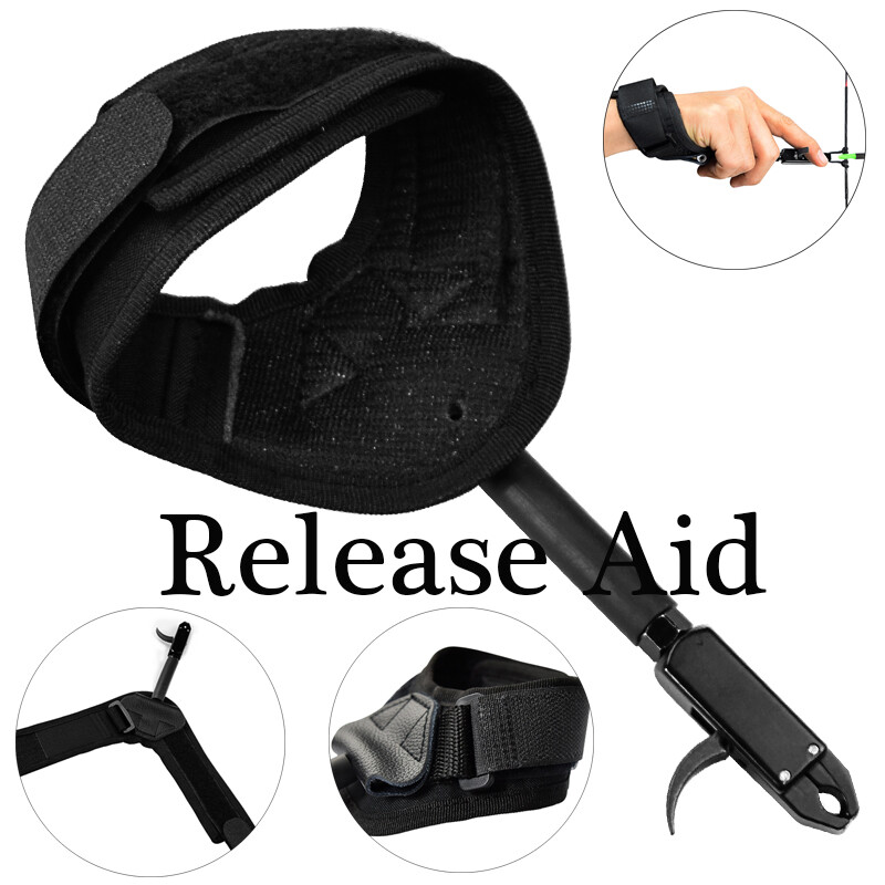 Archery Compound Bow Release Aid Trigger Caliper Shooting Adjustable Black Wrist