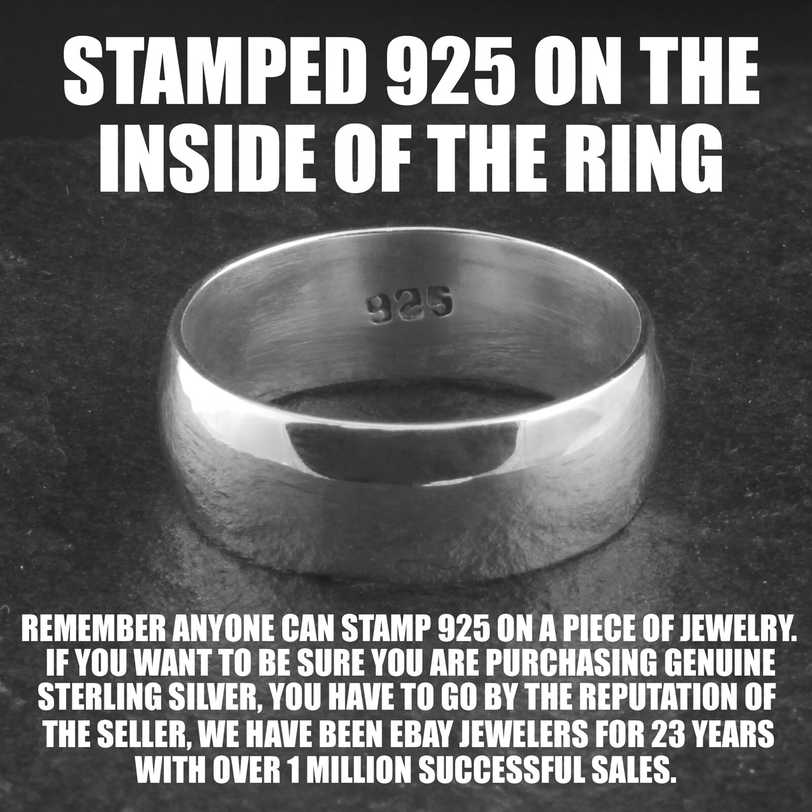 Guaranteed 925 Sterling Silver Plain Polished Wedding Band Ring Men's Women's