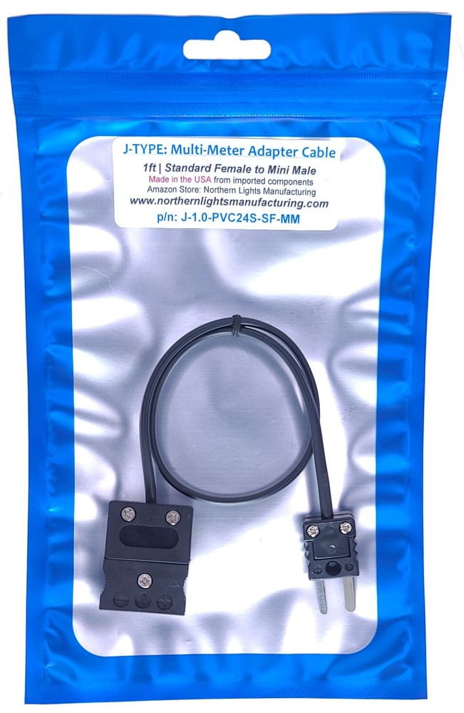 J Type Thermocouple to Multimeter / Thermometer Adapter Cable