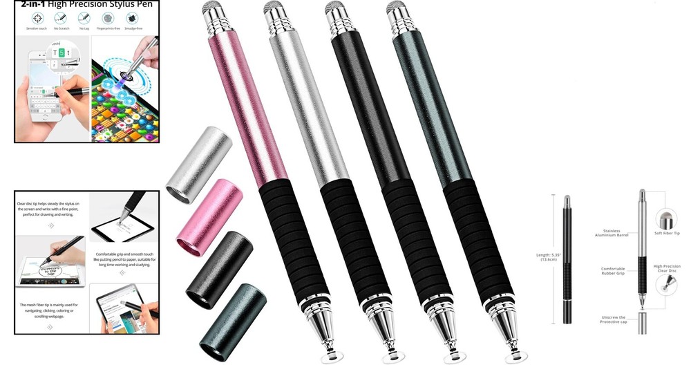 4-Pack Capacitive Stylus Pens for Precision Touch on All Screens - Universal Use