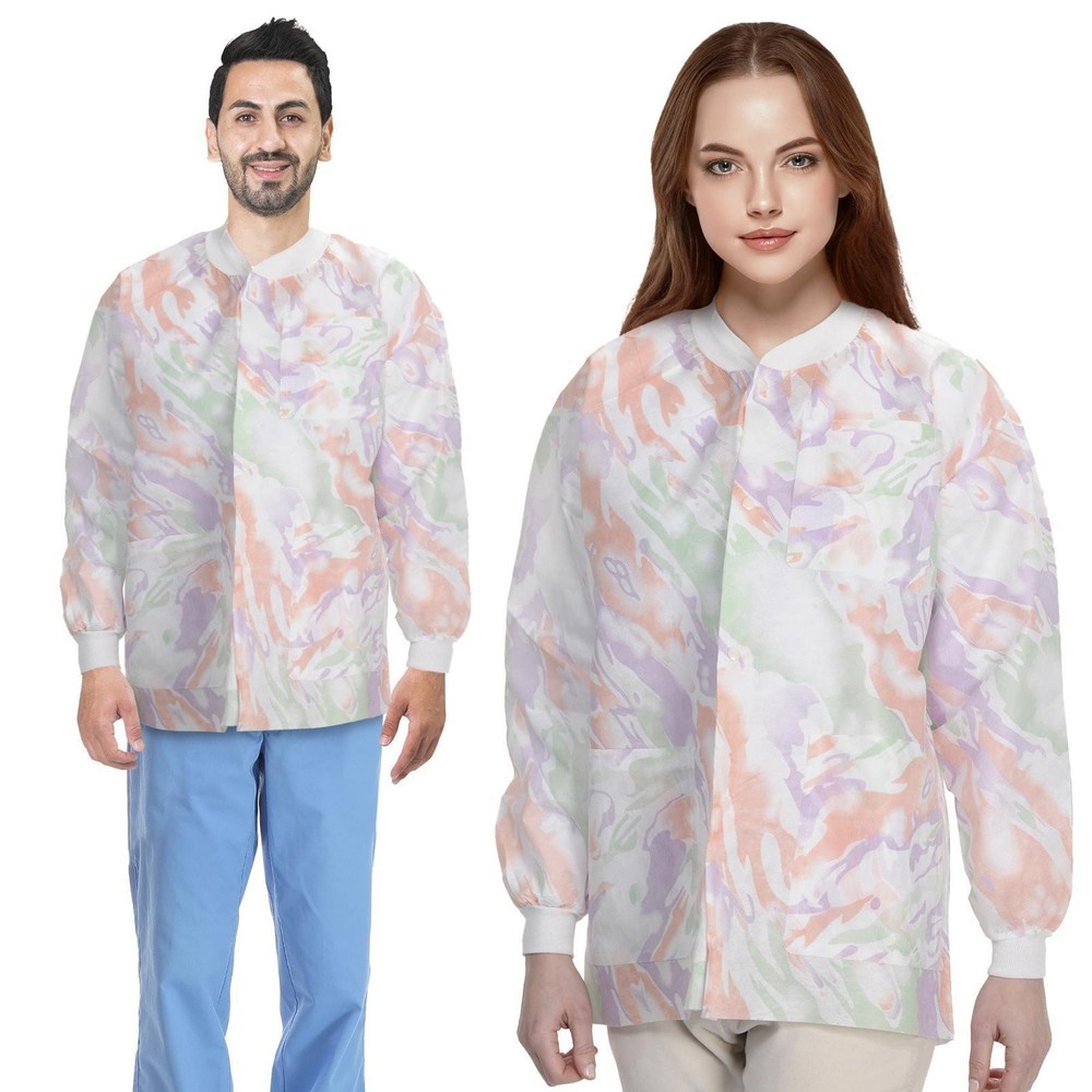 Multicolor Disposable Lab Jackets SMS 45 GSM Snap Front 10 Pack 2X-Large