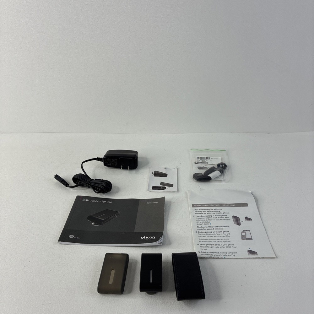 Oticon AC1A Connect Clip Bluetooth Streamer & Microphone w/ Case Cable Tested
