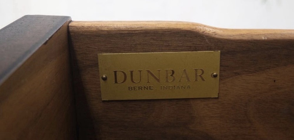 Dunbar Walnut Two Part Sideboard Credenza Breakfront Carved Slate Inserts