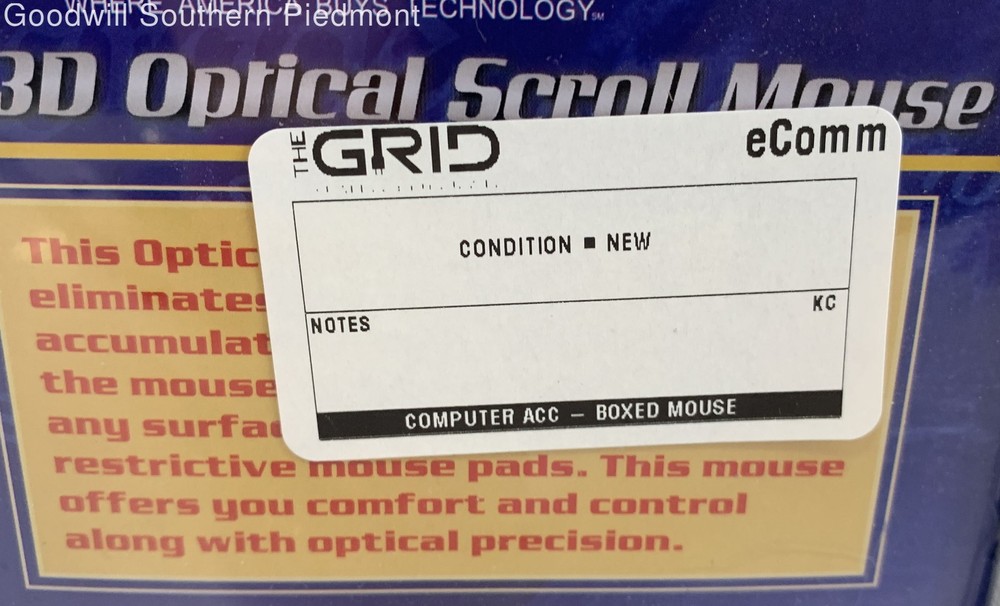 CompUSA 299291 3D Optical Scroll Mouse PS/2 Wired - New