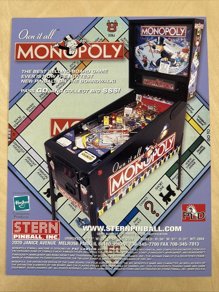 Stern Monopoly Pinball Flyer