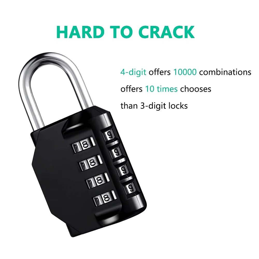 3 Pack 4 Digit Padlock with Combination Resettable