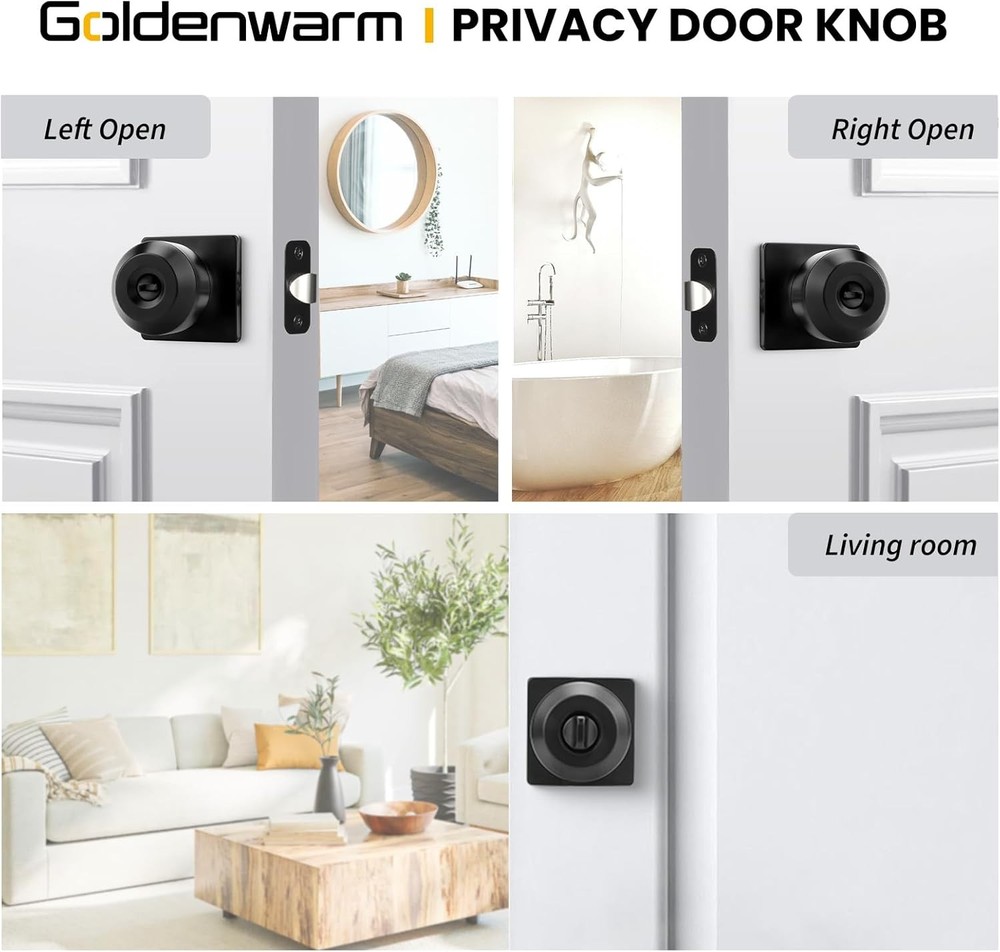 Black Door Knobs, Matte Black Privacy Door Knob Interior,SquareInteriorDoorKnobs
