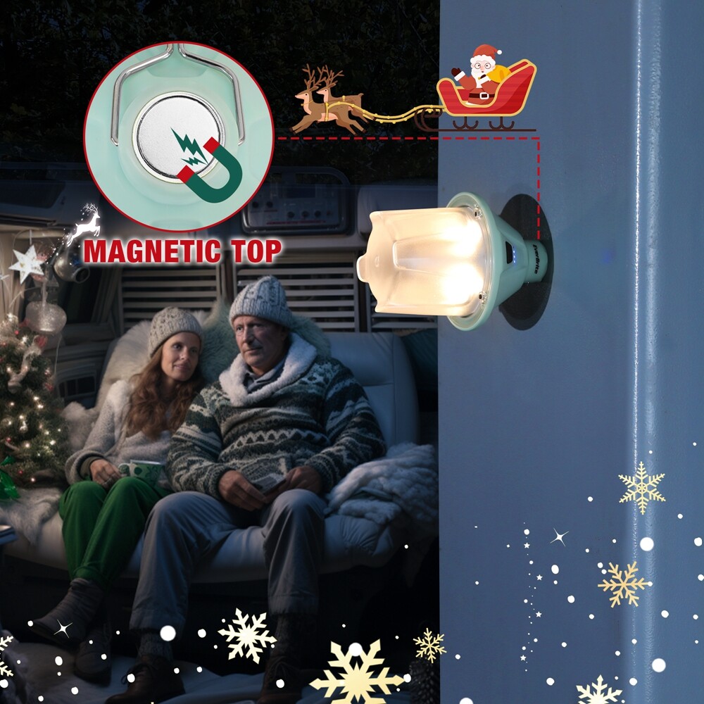 2PACK 450LM Rechargeable Camping Lantern Magnetic Top Hook 5 Lighting Mode USB C