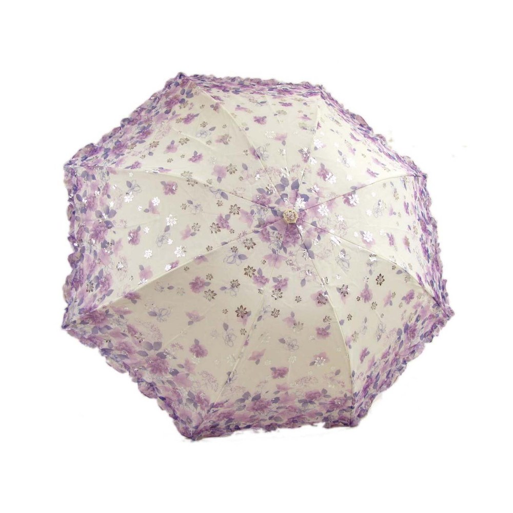 Three Fold Sun/Rain Floral Lace Umbrella