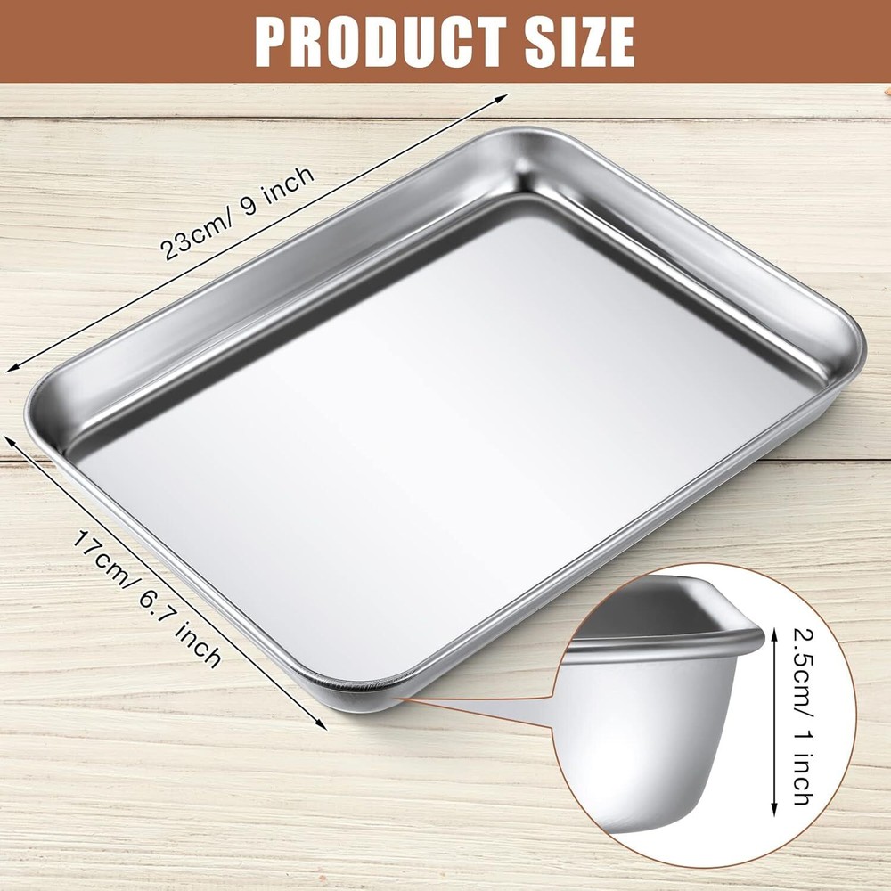 12 Piece Baking Pan Set, Stainless Steel Tray Rectangular Tray, Nonstick