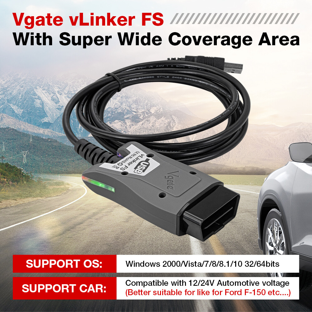 Vgate vLinker FS USB ELM327 OBD2 Scanner For Ford FORScan HS/MS-CAN Auto Switch