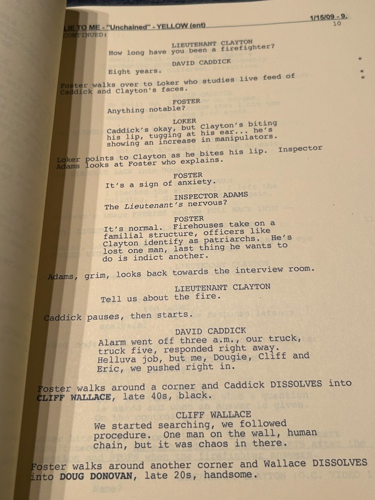 ORIGINAL PRODUCTION SCRIPT LIE TO ME UNCHAINED TIM ROTH KELLI WILLIAMS