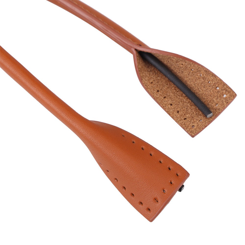 Brown 2X Genuine Leather Bag Straps Handle For Hand Accessories Thread