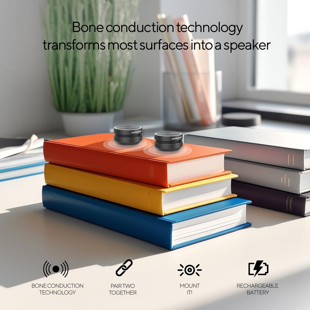 Bone‑Conduction Bluetooth Speakers – 2‑Pack Mini Wireless Speakers, Surface‑A...