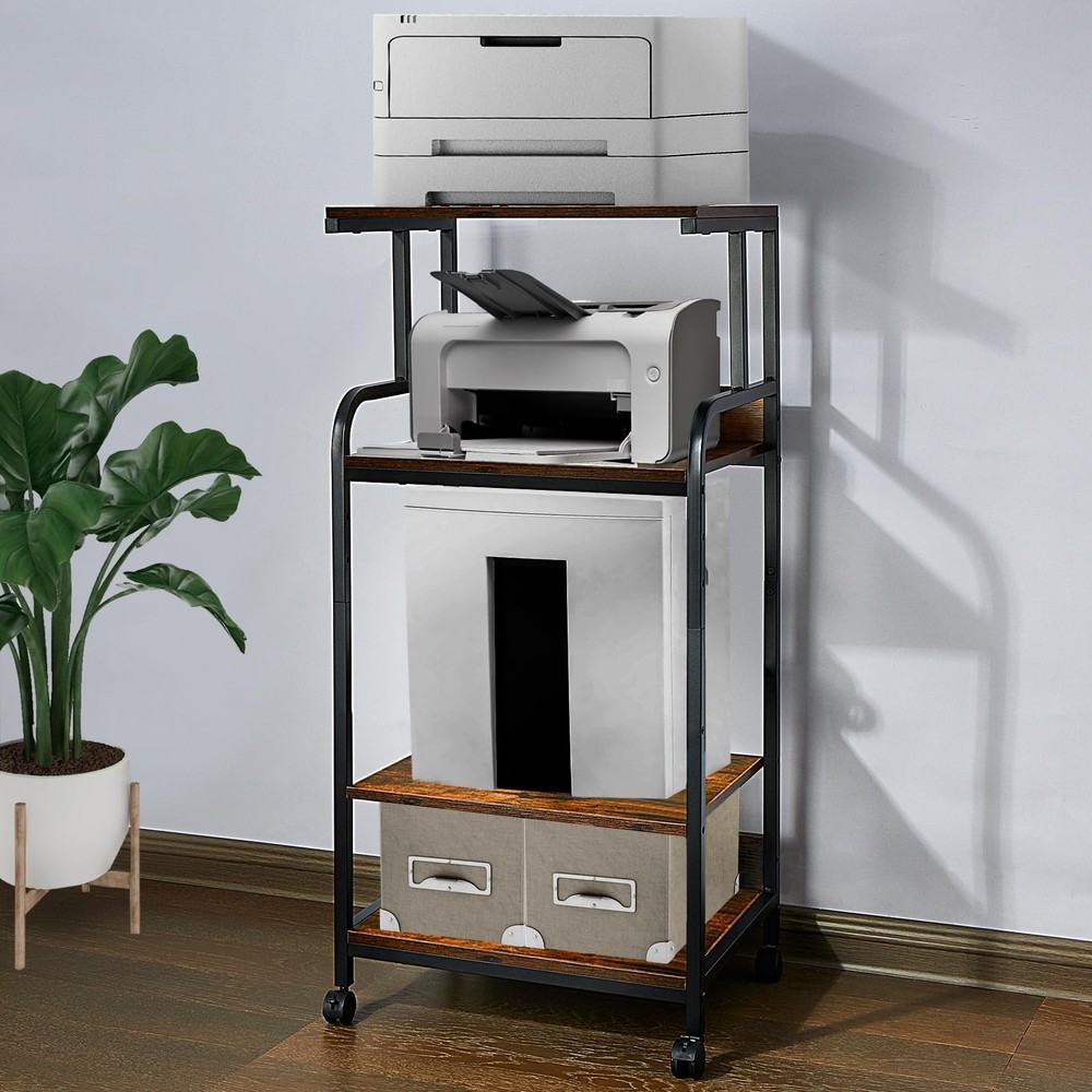 4 Tier Printer Stands, Multipurpose Office and Home Printer Desk with Wheels,...