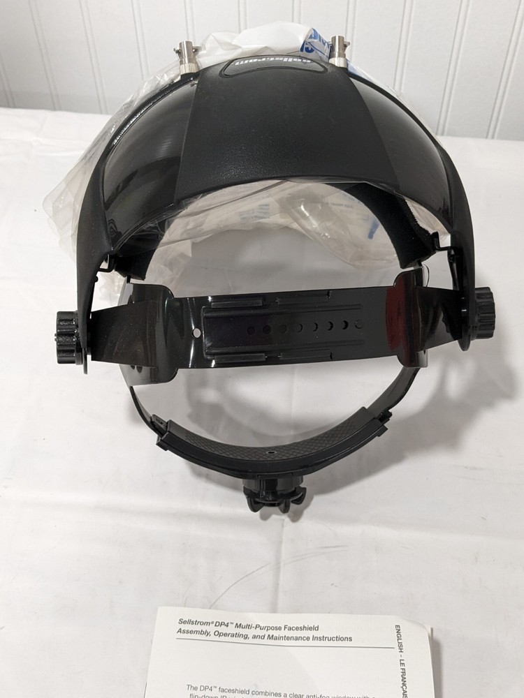 SELLSTROM Welding Face Shield & Headgear: Polycarbonate, Black, 9" High S32181