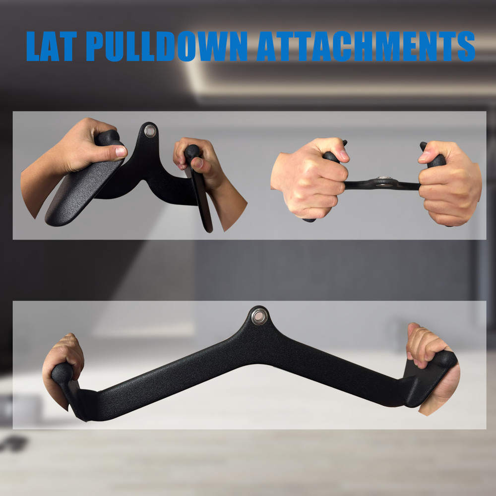 2PCS LAT Pulldown Bar Cable Machine Attachment Back Tricep Bar Strength Training