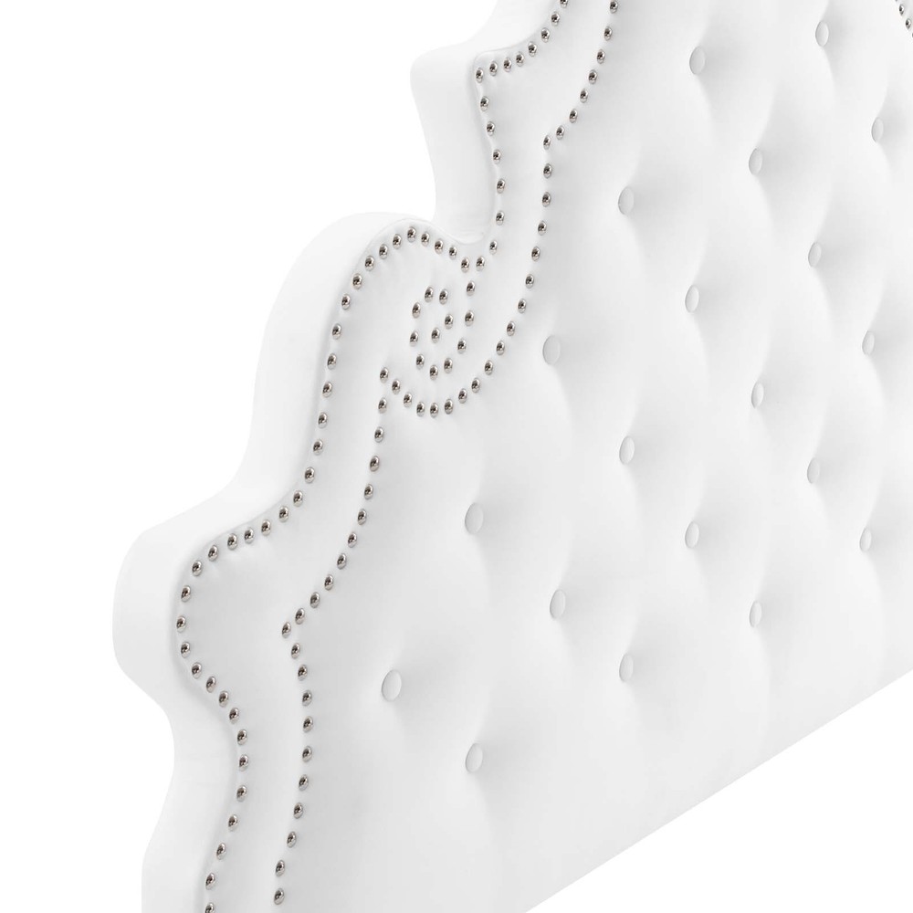 Modway Gwyneth Tufted Performance Velvet Queen Platform Bed in White