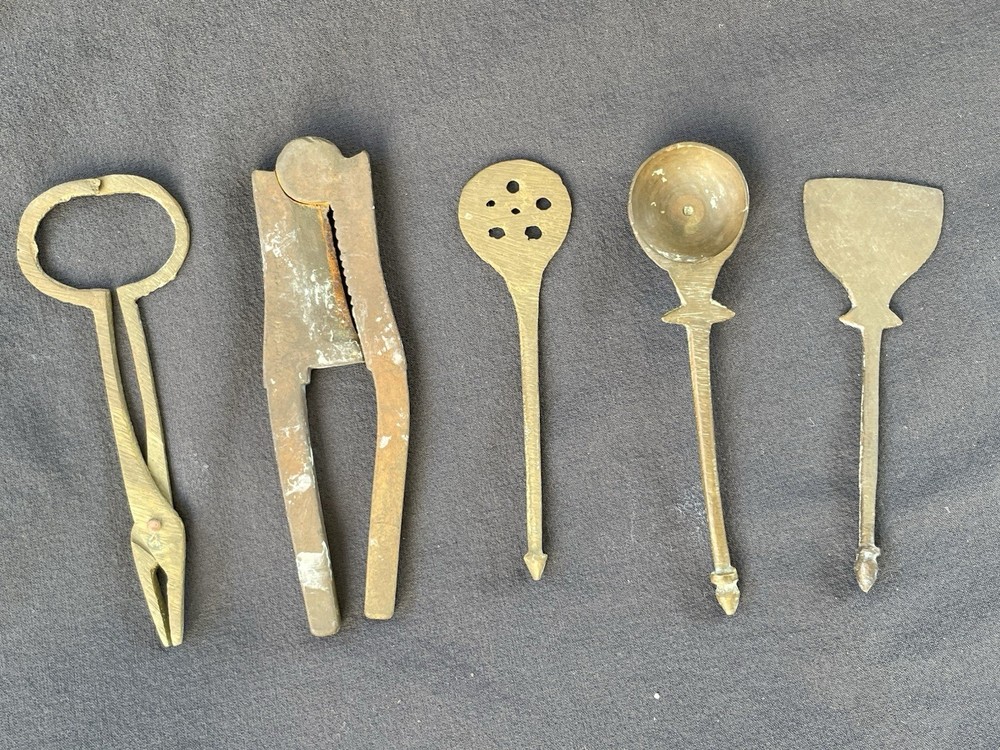 Vintage Middle Eastern Brass Mini Tool Set 1940s