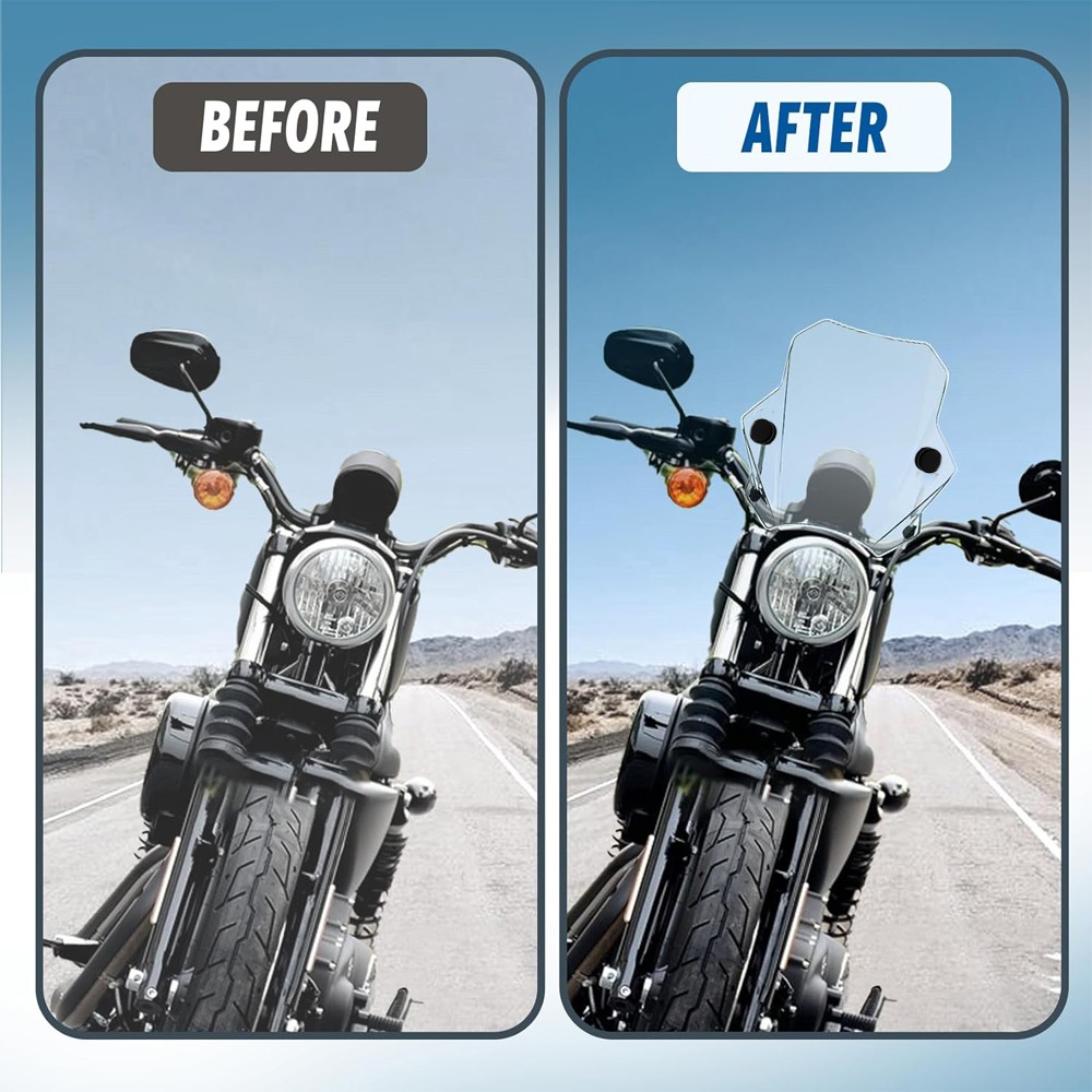 Motorcycle Windshield Windscreen Universal 7/8" / 1" Handlebars For Harley Honda