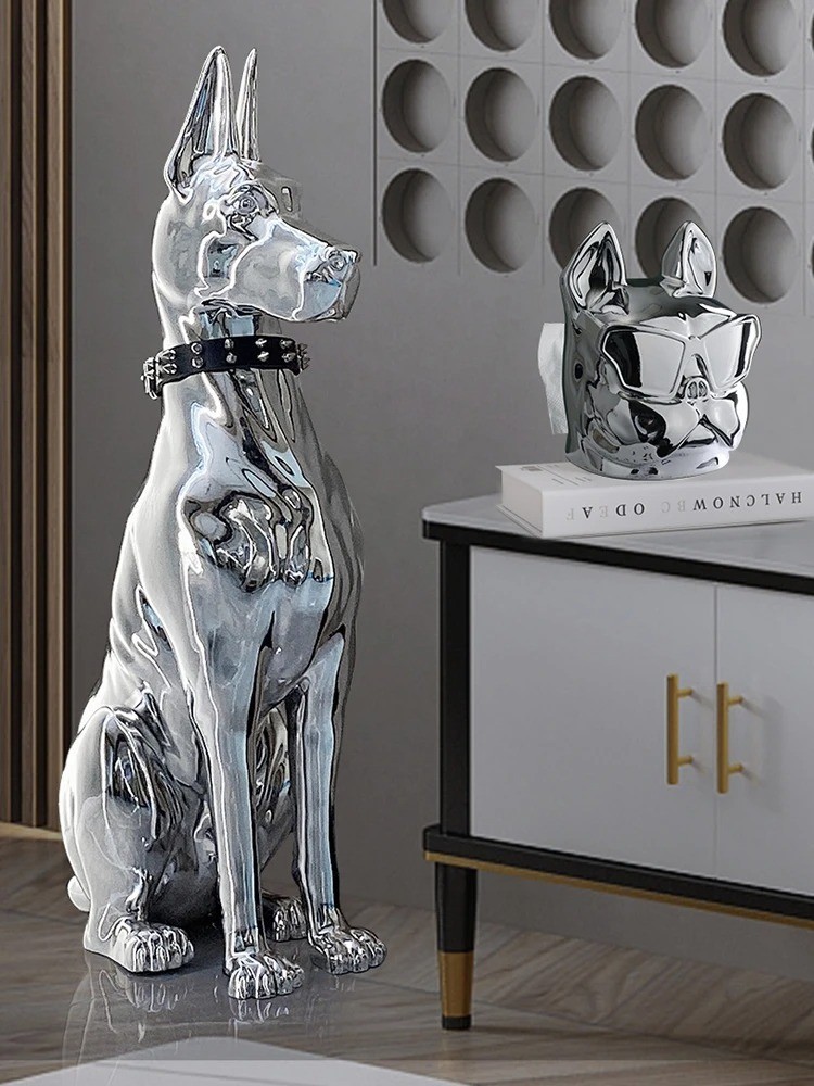 75CM Electroplated Dog Statue