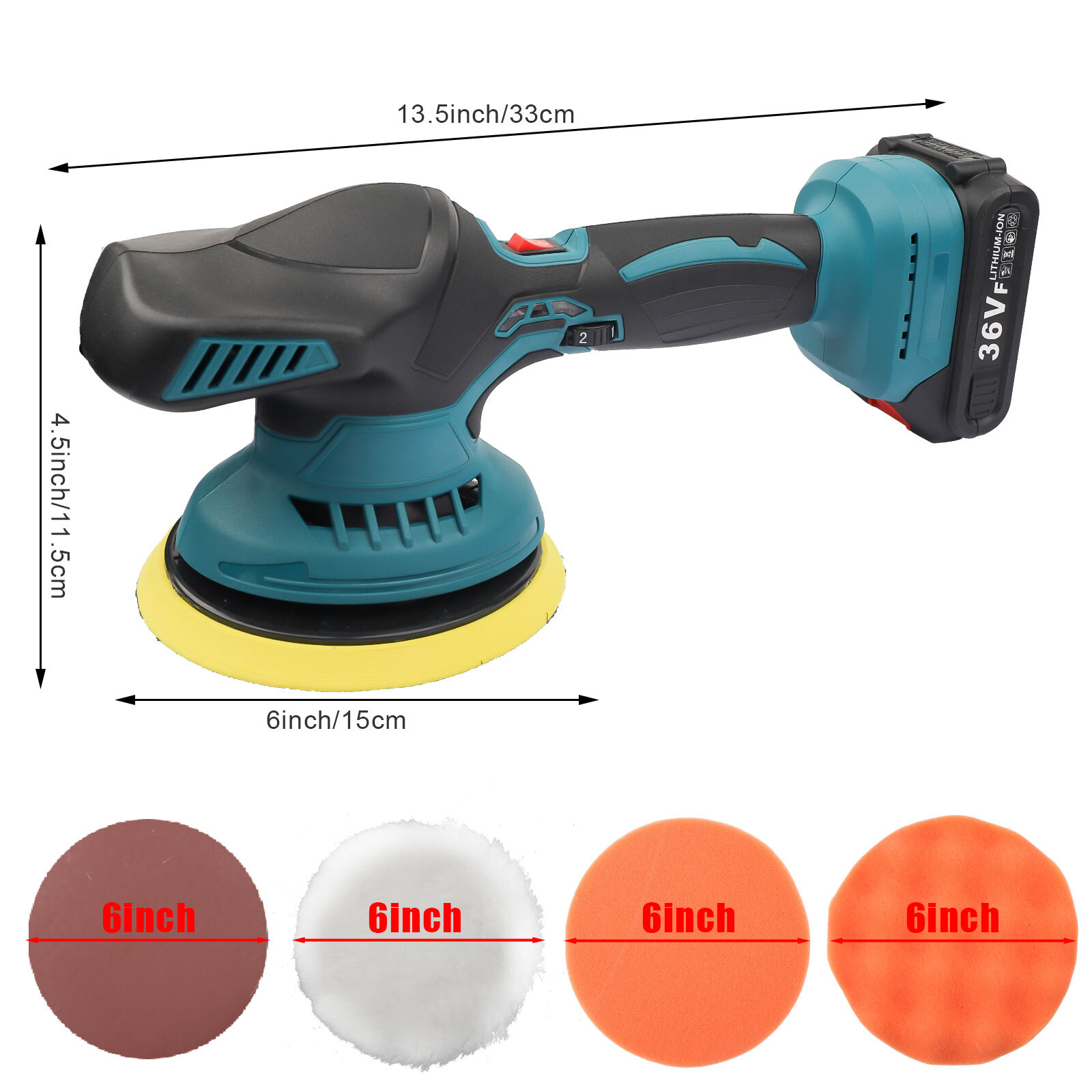 Dual Action Car Polisher Buffer Machine Cordless 6" Sander Polishing Kit Battery